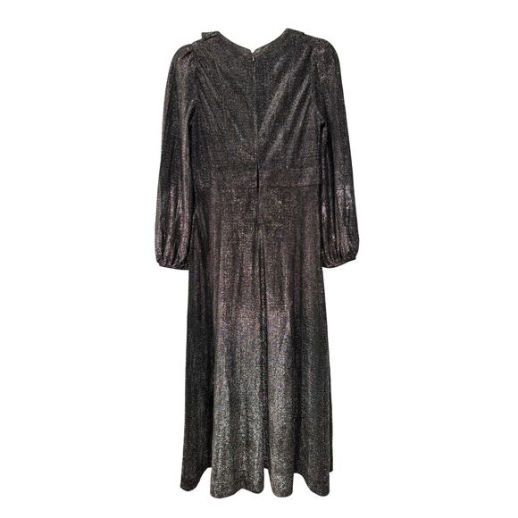 Vintage 70s Metallic Cottagecore Prairie Dress 8 Long Sleeve Holiday Party GLAM - Picture 3 of 11